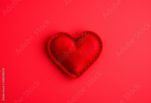 Red felt heart on red felt background, Valentine's Day craft, romantic,  crafts