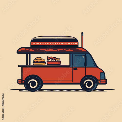 Vintage food truck illustration