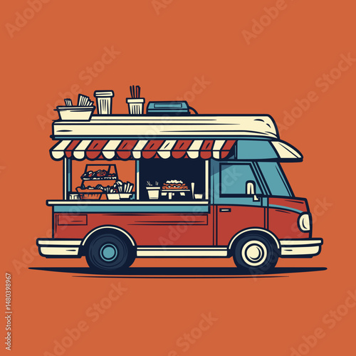 Vintage food truck illustration