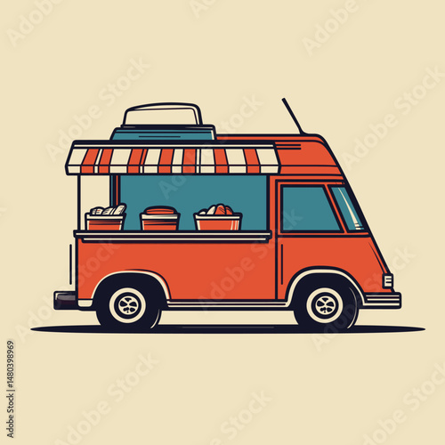 Vintage food truck illustration