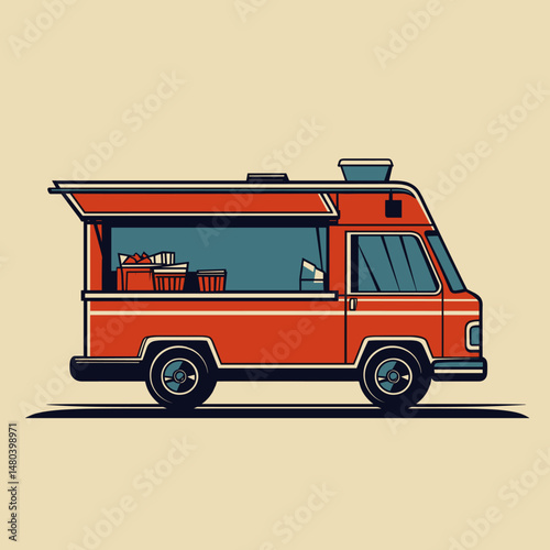 Vintage food truck illustration