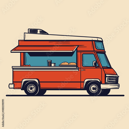 Vintage food truck illustration