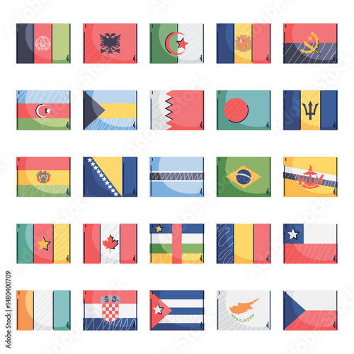 Vector Set of Illustrated National Flags