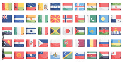 Complete Set of International Country Flags Vector Illustration
