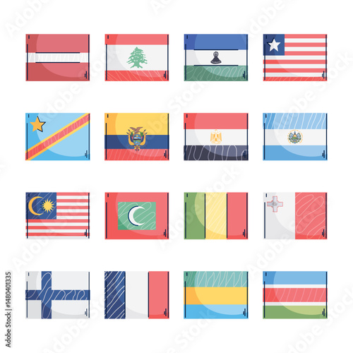 Diverse World Flags Vector Collection - Flat Style National Flags