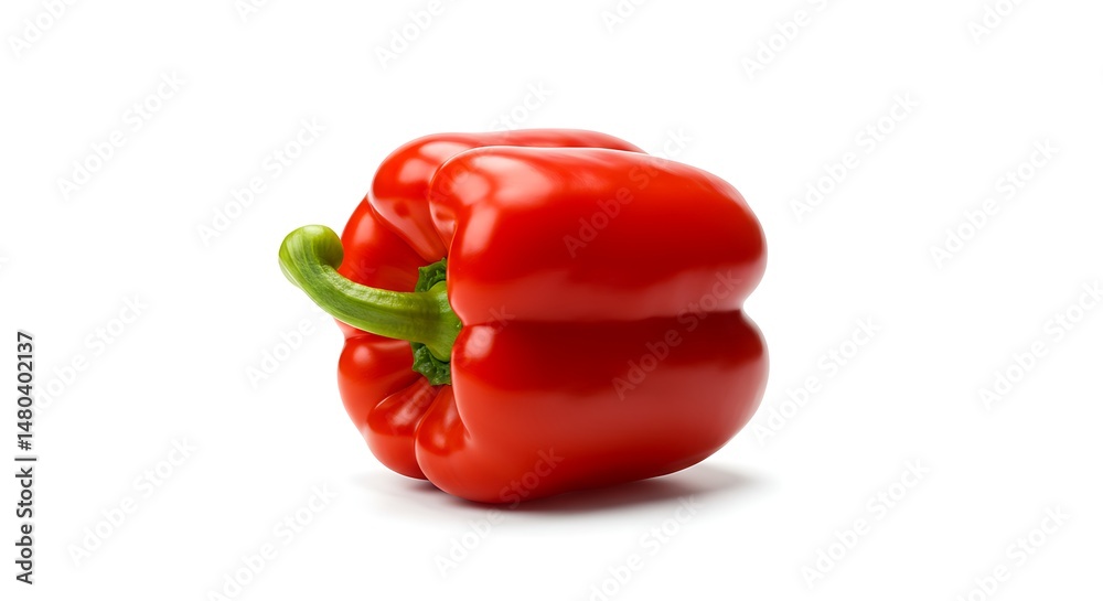 Vibrant Red Bell Pepper Isolated on White Background Perfect for Fresh Food Recipes and Healthy Eating Advertisements Vibrant Red Bell Pepper Isolated on White Background Perfect for Fresh Food Recipes and Healthy Eating Advertisements