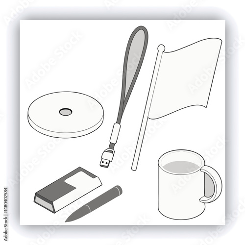 Set of computer accessories for desk or workspace. Wireless equipment like mouse, camera, headphones, microphone, watch, pen tablet, router, keyboard, monitor in office. Device repair vector concept.