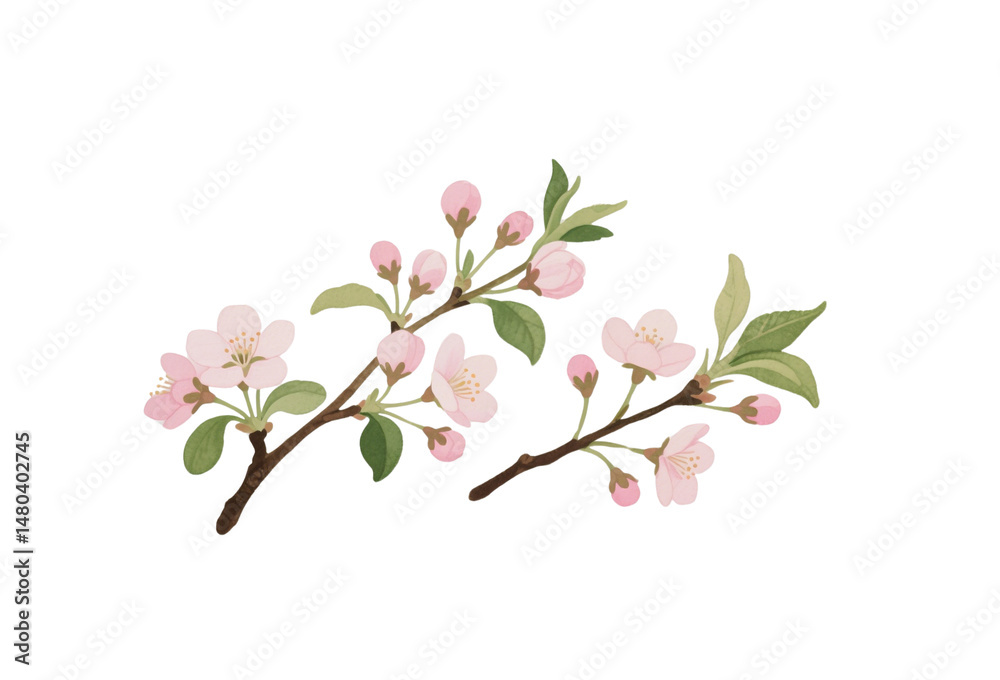 Naklejka premium pink cherry blossom isolated on transparent or white background png