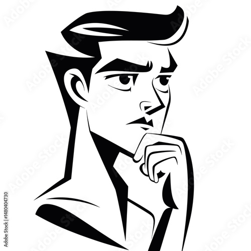 thinking Man in Minimalist Style