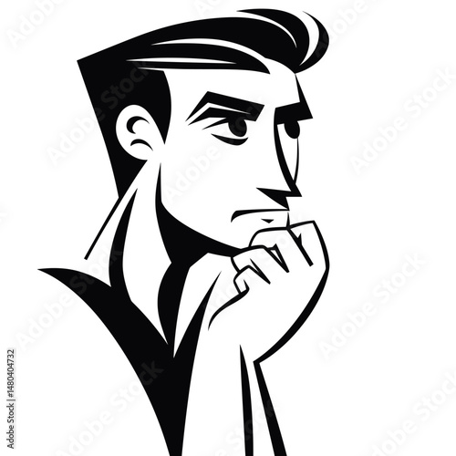 thinking Man in Minimalist Style
