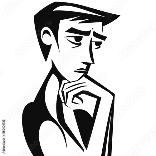 thinking Man in Minimalist Style