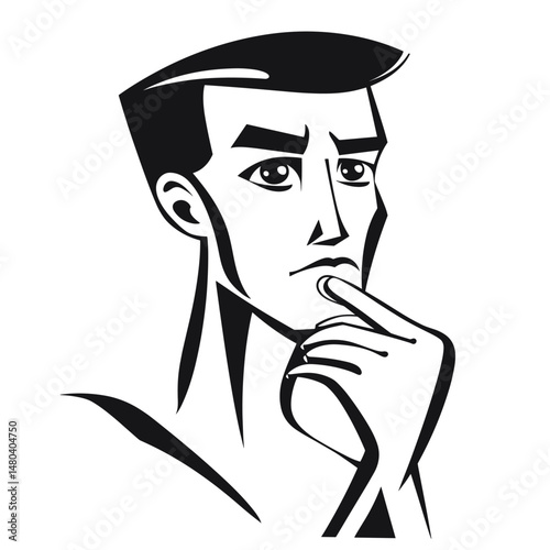 thinking Man in Minimalist Style