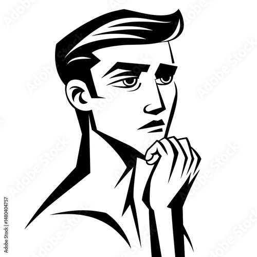 thinking Man in Minimalist Style