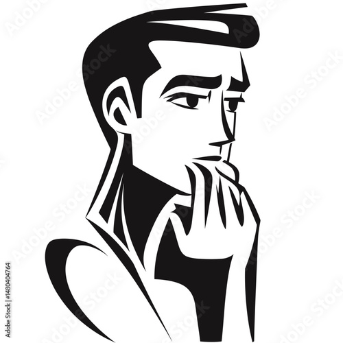 thinking Man in Minimalist Style