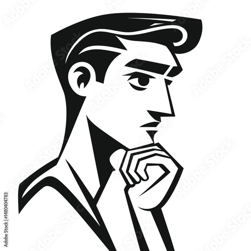thinking Man in Minimalist Style