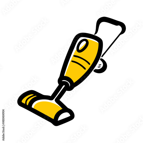 Cordless vacuum cleaner in yellow color with modern design  