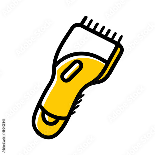 Electric hair clipper with yellow handle in modern design  
