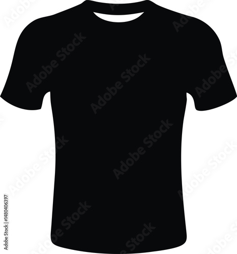 Black T-Shirt Flat Lay Silhouette - Minimalist White Background