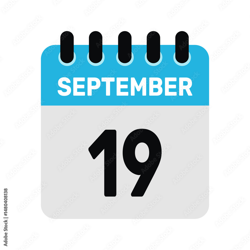 Fototapeta premium september 19 calendar icon Vector page month design illustration