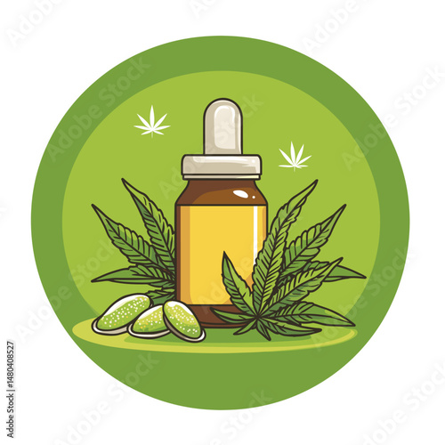 Vibrant Cannabis Oil Dropper with Green Background