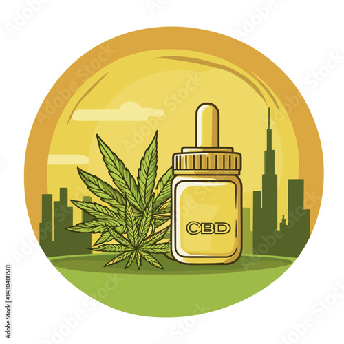 Vibrant Cannabis Oil Dropper with Green Background