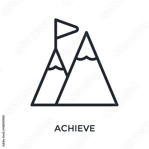Achieve Icon Outline Style. Vector Illustration For Graphic Design