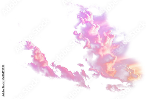 Abstract watercolor cloud formation in shades of pink and orange against a white background art piece