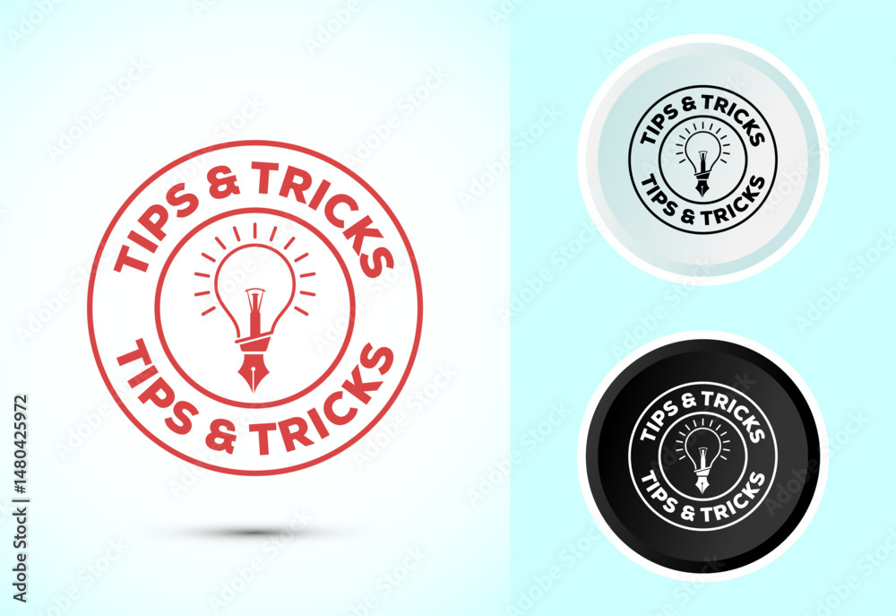 Obraz premium Quick tips icon design illustration, Tips and tricks sign symbol in color black and white