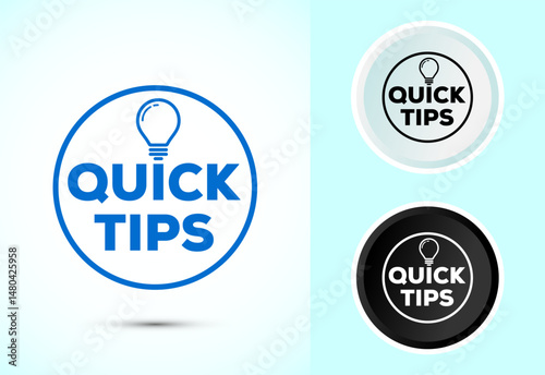 Quick tips icon design illustration, Tips and tricks sign symbol in color black and white