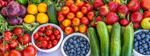 Wallpaper Mural Fresh and Colorful Assortment of Fruits and Vegetables Displayed Torontodigital.ca