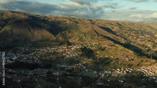 Town in the Andes, El Tambo, Ecuador, aerial view