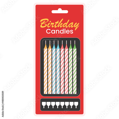 Colorful Birthday Candles in Packaging Illustration