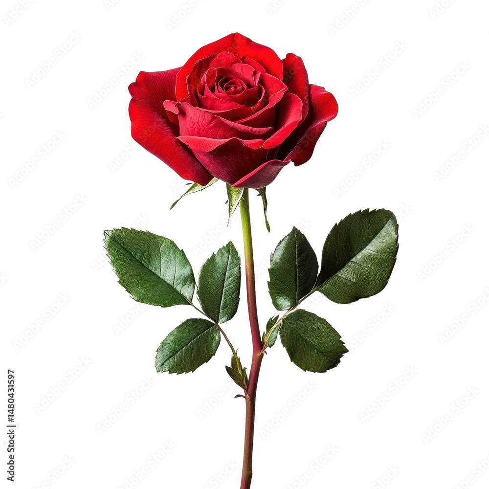 Fototapeta premium red rose gift Isolated on white transparent background