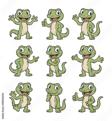 Cute Gecko Doodle Style Illustration