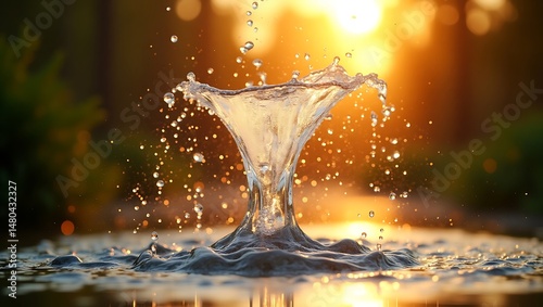 A breathtaking, highly detailed 8k photograph of a majestic water splash,