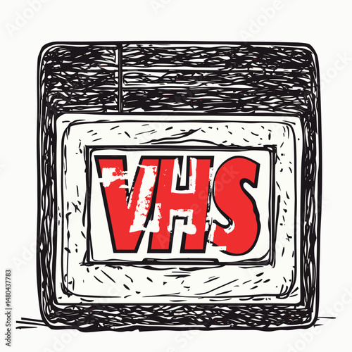 Retro VHS Tape Illustration with Bold Explosion Effect