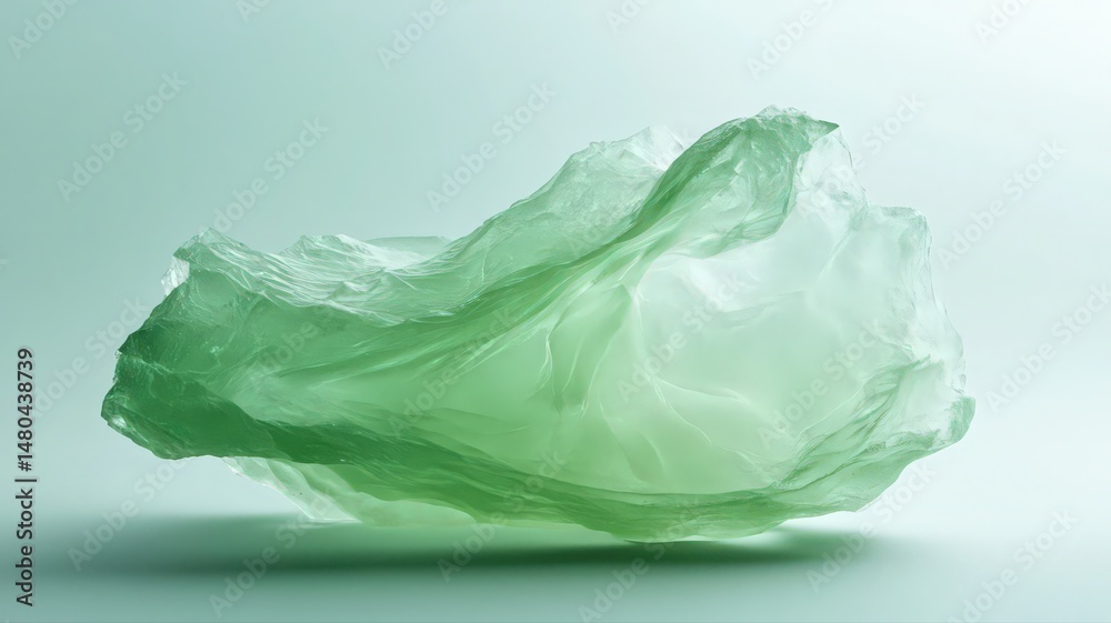 Obraz premium Close-up of a Single Translucent Green Glass Shard