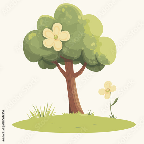 Cute spring nature scene for kids