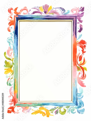 multicolor ornate vintage picture frame pattern for insertion