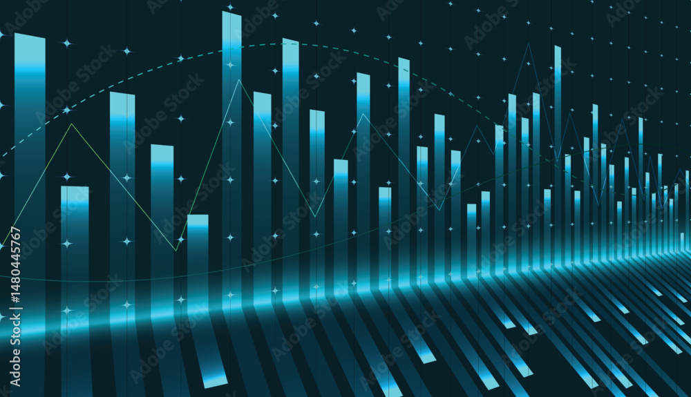 Obraz premium Style stock market graph design. with line dot light technology vector illustration design on abstract finance background.