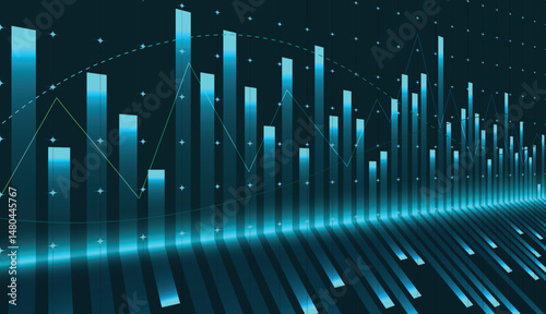 Style stock market graph design. with line dot light technology vector illustration design on abstract finance background.