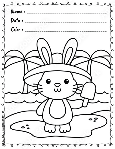 Big and Bold Summer Vibes Coloring Pages For Kid and adult.  
High resolution (300 DPI), 
Ready to print on standard 8.5x11 inch paper With No Bleed, 
Black and White. 
Vector illustration - AI, EPS, 