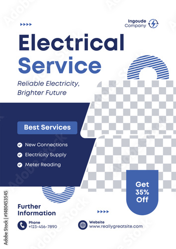 Navy Modern Electrical Services Poster