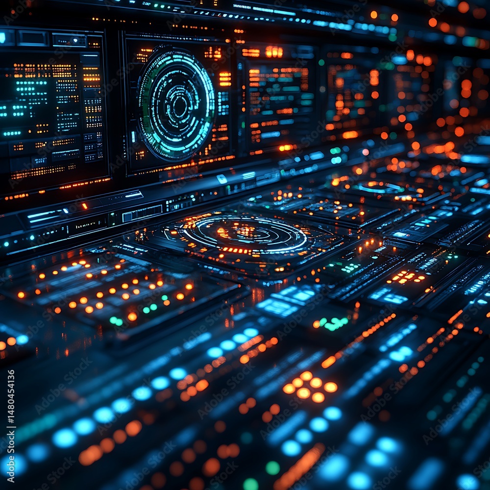 Obraz premium Command center futuristic interface board high resolution picture