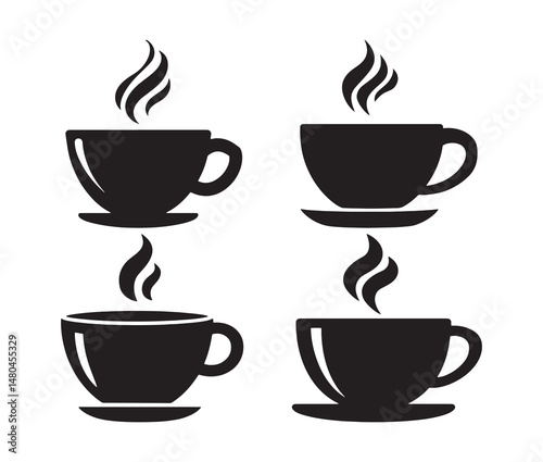 Modern coffee cup silhouettes. Minimalist coffee cup illustration set