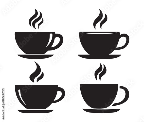Modern coffee cup silhouettes. Minimalist coffee cup illustration set