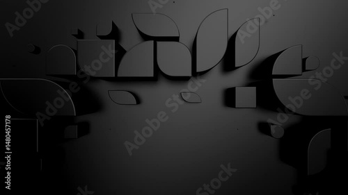 Geometric Shapes Form a Wave. Abstract motion, two color, 3d rendering, 4k resolution
