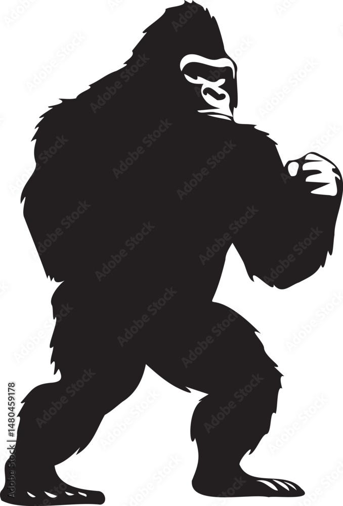 Fototapeta premium Gorilla silhouette vector on white background