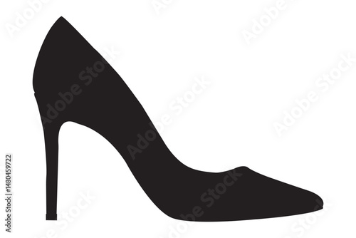 Female high heels shoes vector icon. high heel shoe silhouette isolated on white background. Stylish High Heel Shoe Silhouette . 