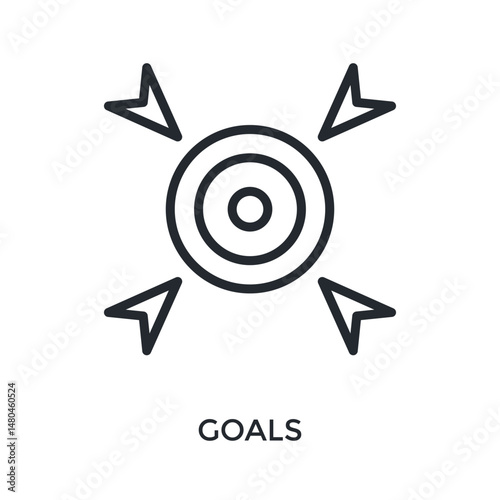 Goals Icon Outline Style. Vector Illustration For Graphic Design